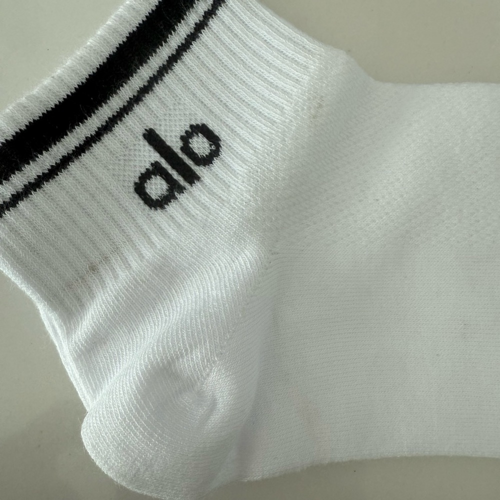 ALO Yoga White Socks with Black Accents